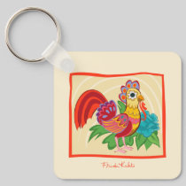 Frida Kahlo Chicken Graphic Keychain