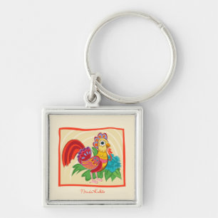 Frida Kahlo Chicken Graphic Keychain