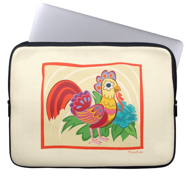 Frida Kahlo Chicken Graphic Laptop Sleeve (Front)