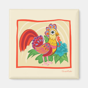 Frida Kahlo Chicken Graphic Magnet