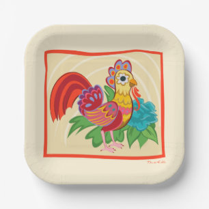 Frida Kahlo Chicken Graphic Paper Plates