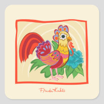 Frida Kahlo Chicken Graphic Square Sticker