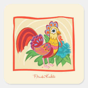 Frida Kahlo Chicken Graphic Square Sticker