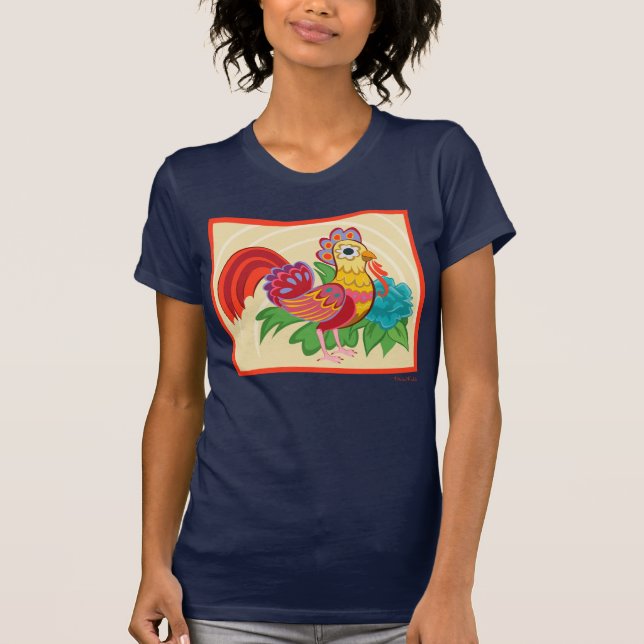 Frida Kahlo Chicken Graphic T-Shirt (Front)
