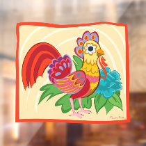 Frida Kahlo Chicken Graphic Window Cling