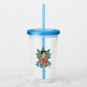 Frida Kahlo Colorful Floral Graphic Acrylic Tumbler