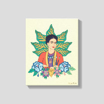Frida Kahlo Colorful Floral Graphic Canvas Print