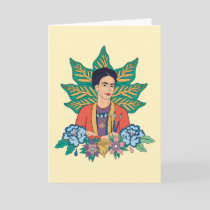 Frida Kahlo Colorful Floral Graphic Card