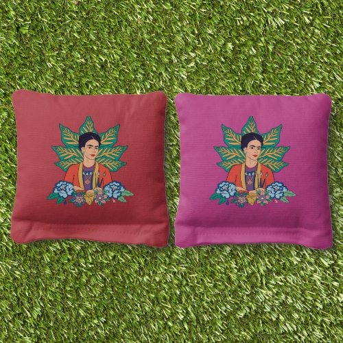 Frida Kahlo Colorful Floral Graphic Cornhole Bags