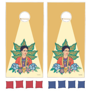 Frida Kahlo Colorful Floral Graphic Cornhole Set