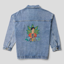 Frida Kahlo Colorful Floral Graphic Denim Jacket