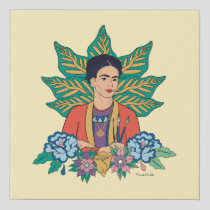 Frida Kahlo Colorful Floral Graphic Faux Canvas Print