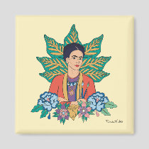 Frida Kahlo Colorful Floral Graphic Magnet