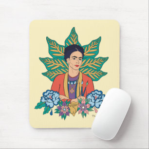 Frida Kahlo Colorful Floral Graphic Mouse Pad