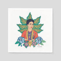 Frida Kahlo Colorful Floral Graphic Napkins