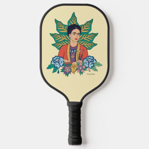 Frida Kahlo Colorful Floral Graphic Pickleball Paddle