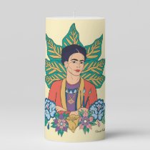 Frida Kahlo Colorful Floral Graphic Pillar Candle