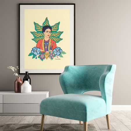 Frida Kahlo Colorful Floral Graphic Poster