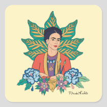Frida Kahlo Colorful Floral Graphic Square Sticker