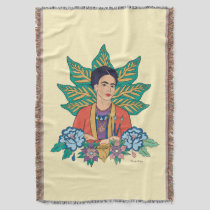 Frida Kahlo Colorful Floral Graphic Throw Blanket