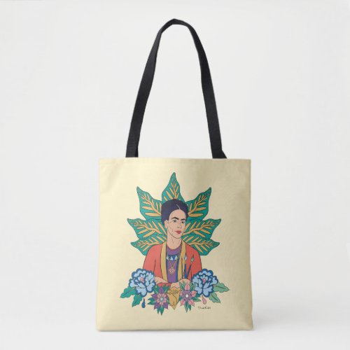 Frida Kahlo Colorful Floral Graphic Tote Bag