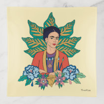 Frida Kahlo Colorful Floral Graphic Trinket Tray