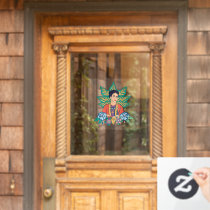 Frida Kahlo Colorful Floral Graphic Window Cling