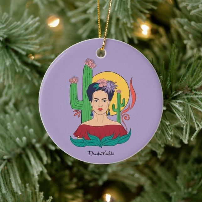 Frida Kahlo Desert Graphic Ceramic Ornament (Tree)