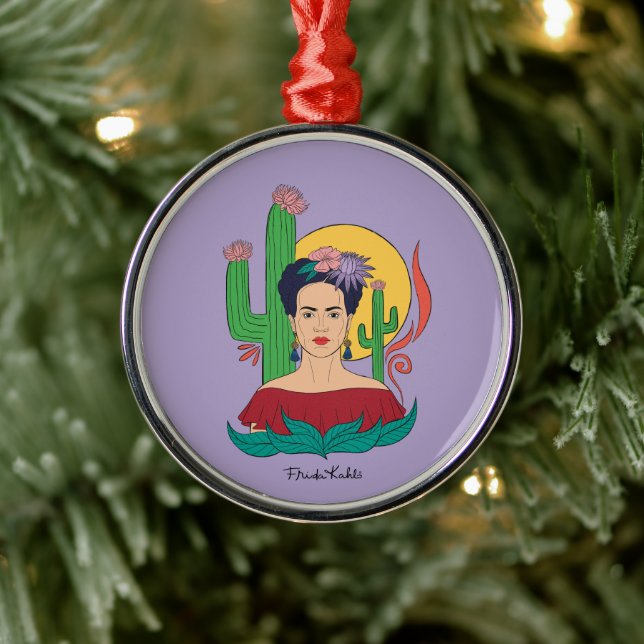 Frida Kahlo Desert Graphic Metal Ornament (Tree)