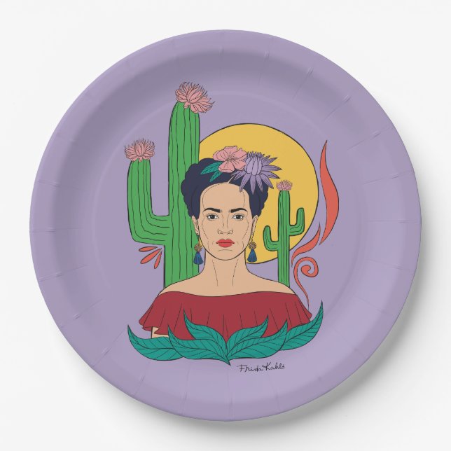 Frida Kahlo Desert Graphic Paper Plates (Front)