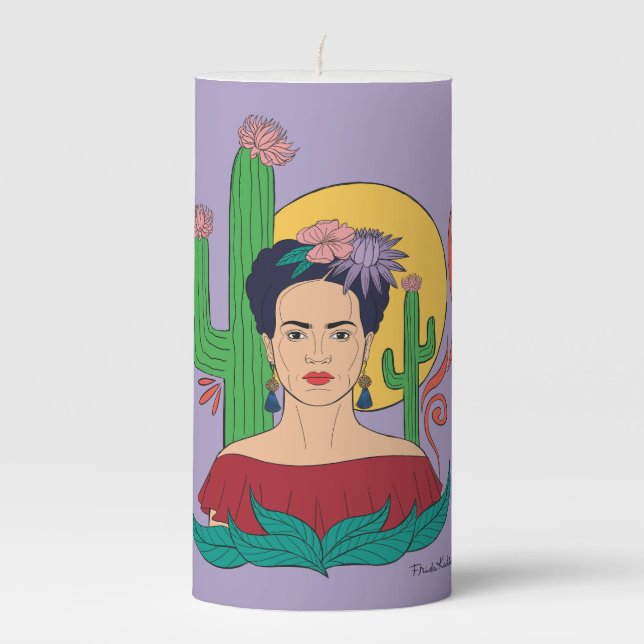 Frida Kahlo Desert Graphic Pillar Candle (Front)