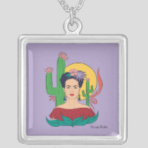 Frida Kahlo Desert Graphic Silver Plated Necklace