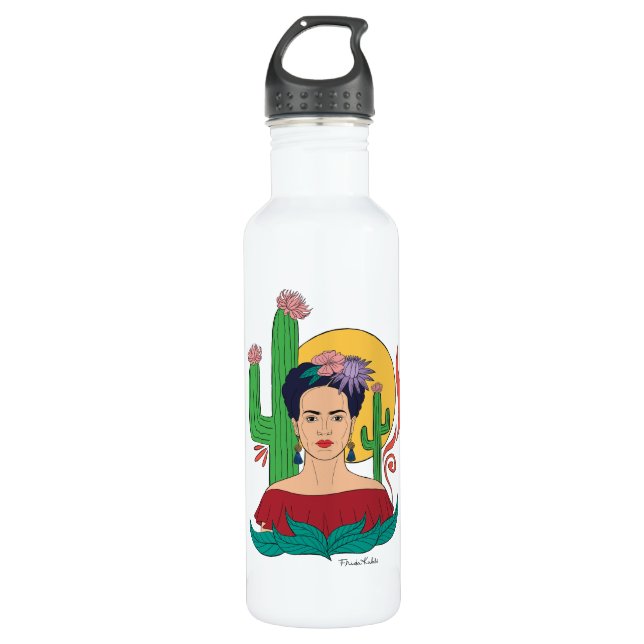 Frida Kahlo Desert Graphic Stainless Steel Water Bottle (Front)