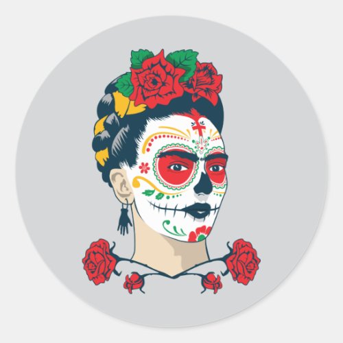 Frida Kahlo  El Da de los Muertos Classic Round Sticker