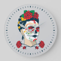 Frida Kahlo | El Día de los Muertos Large Clock