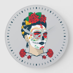 Frida Kahlo El Día de los Muertos Large Clock