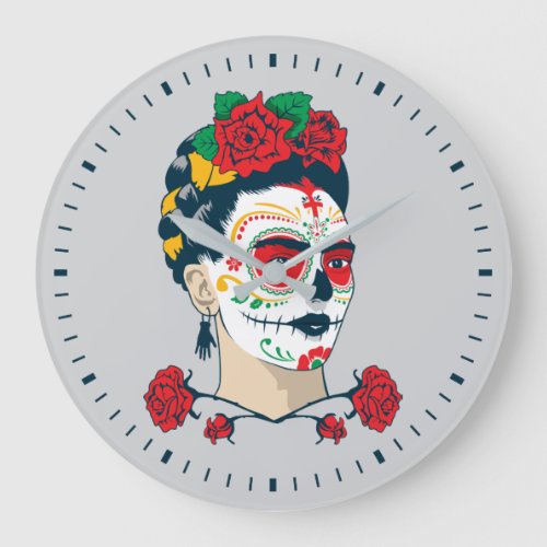 Frida Kahlo  El Da de los Muertos Large Clock