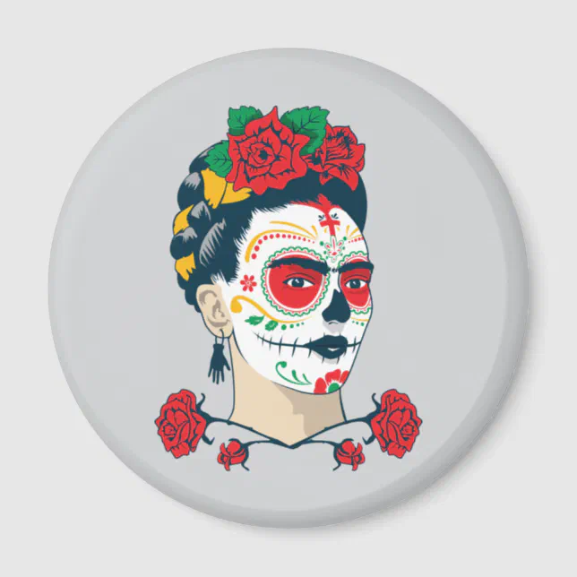  Frida Kahlo Sugar Skull T-Shirt Calavera Day of The Dead  Women's Tee : Sports & Outdoors