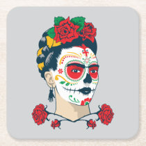 Frida Kahlo | El Día de los Muertos Square Paper Coaster