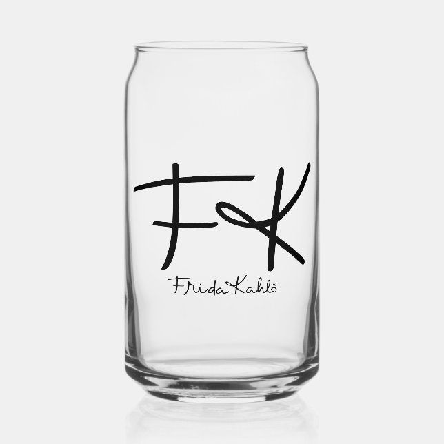 Frida Kahlo "FK" Monogram Signature Can Glass (Front)