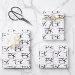 Frida Kahlo &quot;FK&quot; Monogram Signature Pattern Wrapping Paper Sheets