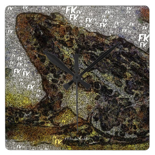 Frida Kahlo FK-Style Frog Painting Square Wall Clock