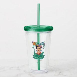 Frida Kahlo Floral Frame Graphic Acrylic Tumbler