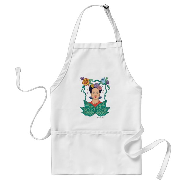 Frida Kahlo Floral Frame Graphic Adult Apron (Front)