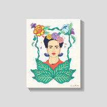 Frida Kahlo Floral Frame Graphic Canvas Print
