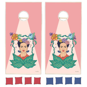 Frida Kahlo Floral Frame Graphic Cornhole Set