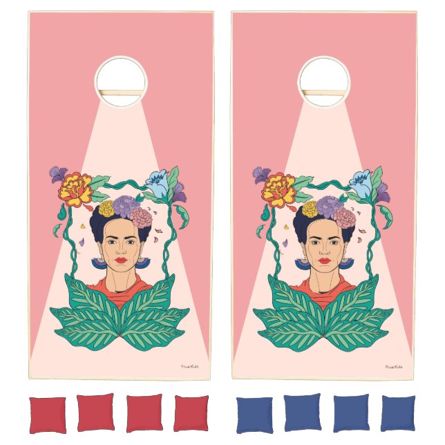 Frida Kahlo Floral Frame Graphic Cornhole Set (Set)