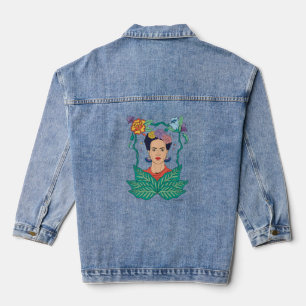 Frida Kahlo Floral Frame Graphic Denim Jacket