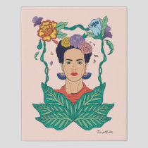 Frida Kahlo Floral Frame Graphic Faux Canvas Print