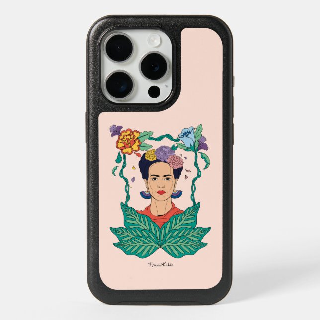 Frida Kahlo Floral Frame Graphic iPhone 15 Pro Case (Back)